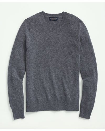 Brooks Brothers 3-ply Cashmere Crewneck Saddle Shoulder Sweater - Gray