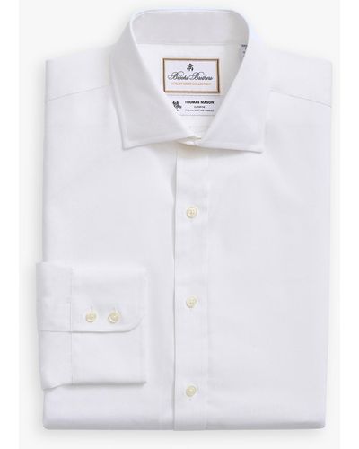 Brooks Brothers White Regular Fit X Thomas Mason Cotton Dress Shirt With English Spread Collar - Blanco