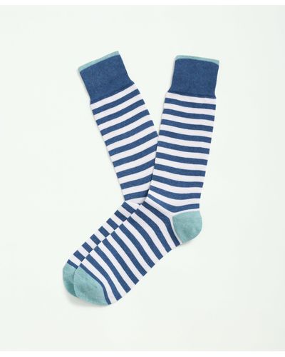 Brooks Brothers Cotton Blend Bold Striped Socks - Blue
