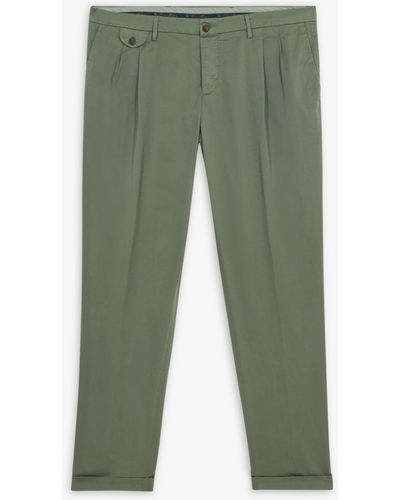 Brooks Brothers Military Regular Fit Double Pleat Cotton Chinos - Verde