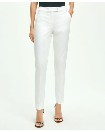 Brooks Brothers Stretch Cotton Pinpoint Oxford Cropped Pants - White