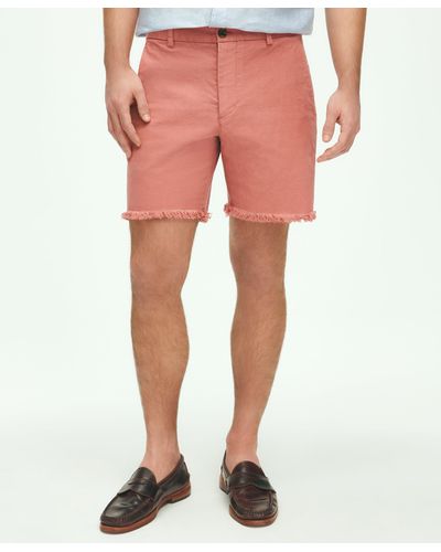 Brooks Brothers 7" Cotton Canvas Cut-off Shorts - Pink