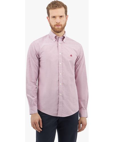 Brooks Brothers Red Regular Fit Non-iron Stretch Cotton Shirt With Button Down Collar - Morado