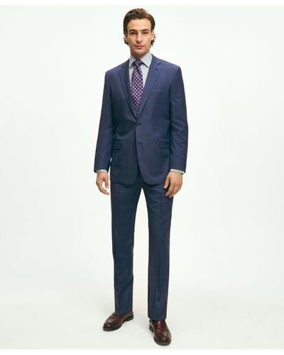 Brooks Brothers Regent Fit Wool Overcheck 1818 Suit - Blue