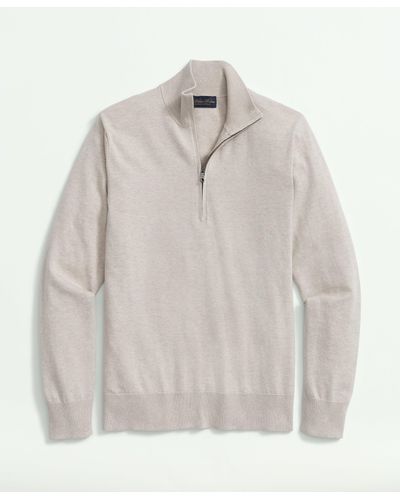 Brooks Brothers Supima Cotton Half-zip Sweater - White
