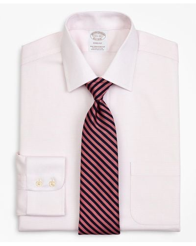 Brooks Brothers Stretch Milano Slim-fit Dress Shirt, Non-iron Twill Ainsley Collar Micro-check - Pink