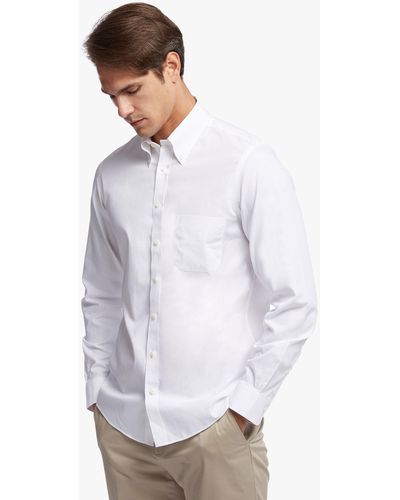 Brooks Brothers Camisa De Vestir Non-iron Corte Slim Milano, Pinpoint, Cuello Button-down - Blanco