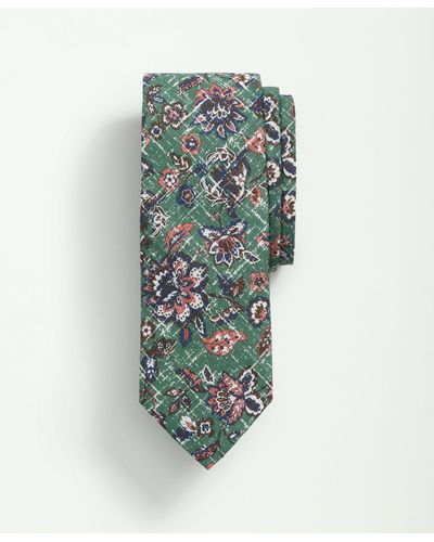 Brooks Brothers Linen Vintage Floral Tie - Green
