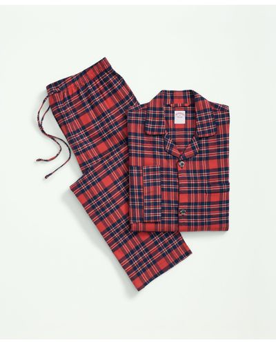 Brooks Brothers Cotton Flannel Plaid Pajamas - Red