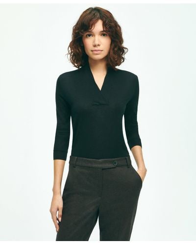 Brooks Brothers Silk-cashmere Shawl-collar Sweater - Black