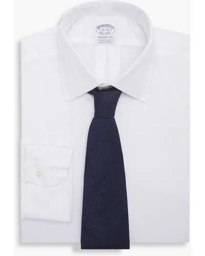 Brooks Brothers Camisa Blanca Regular Fit Non-iron De Algodón Con Cuello Ainsley - Blanco