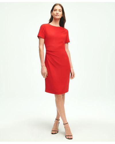Brooks Brothers Short-sleeve Fine Twill Crepe Dress - Red