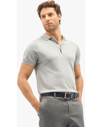Brooks Brothers Light Grey Silk-cashmere Blend Polo Shirt - Grigio