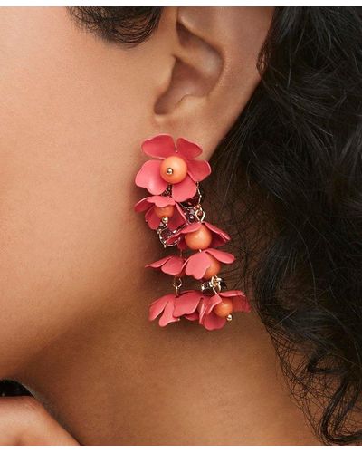 Brooks Brothers Enamel Floral Drop Earrings - Metallic