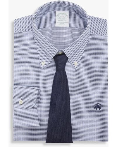 Brooks Brothers Blaues Slim-fit Non-iron Hemd Aus Baumwolle Mit Button-down-kragen
