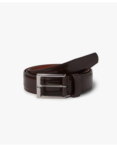 Brooks Brothers Silver Buckle Leather Dress Belt - Blanco