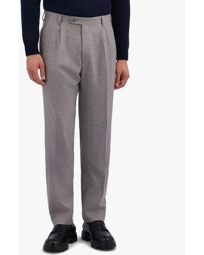 Brooks Brothers Pantalon Gris Clair En Mélange De Laine Stretch Et De Laine Vierge