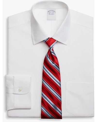 Brooks Brothers Camisa De Vestir Blanca De Corte Clásico Non-iron En Algodón Supima Elástico Con Cuello Ainsley - Blanco