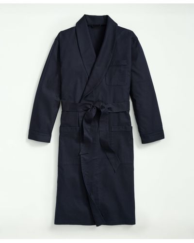Brooks Brothers Cotton Flannel Belted Robe - Blue