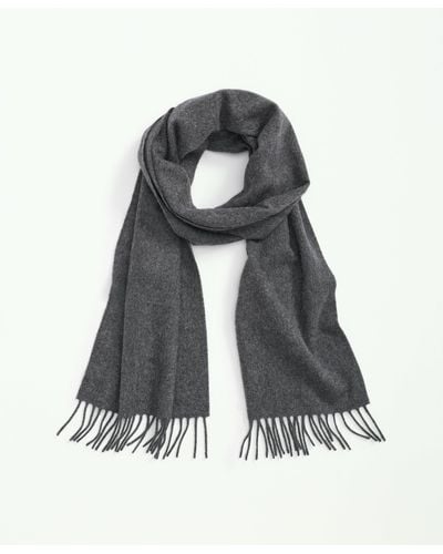 Brooks Brothers Cashmere Fringed Scarf - Gray