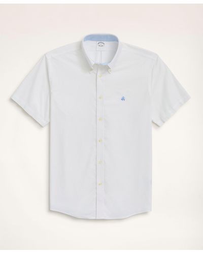Brooks Brothers Stretch Regent Regular-fit Sport Shirt, Non-iron Short-sleeve Oxford - White