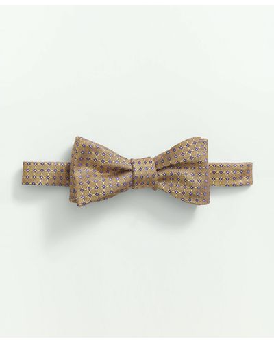 Brooks Brothers Silk Woven Mini Geo Pattern Bow Tie - White