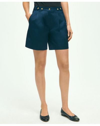 Brooks Brothers Stretch Cotton Twill Shorts - Blue