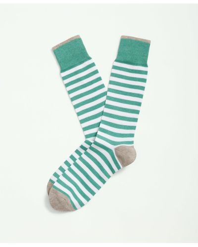 Brooks Brothers Cotton Blend Bold Striped Socks - Green