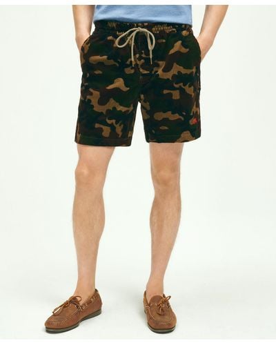 Brooks Brothers Stretch Cotton Camouflage Drawstring Friday 8-wale Corduroy Shorts Pants - Green
