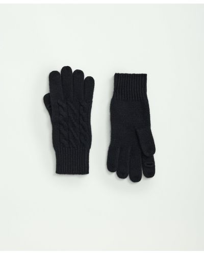 Brooks Brothers Merino Wool And Cashmere Blend Cable Knit Gloves - Black