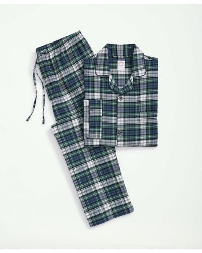 Brooks Brothers Cotton Flannel Tartan Pajamas - Blue