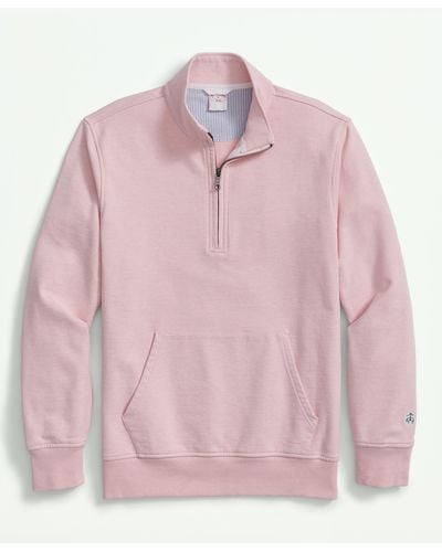 Brooks Brothers Cotton French Terry Half-zip Sweatshirt - Pink