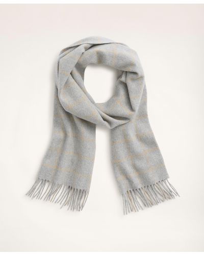 Brooks Brothers Lambswool Fringed Scarf - White