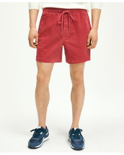 Brooks Brothers Stretch Cotton Drawstring Friday 15-wale Corduroy Shorts Pants - Red