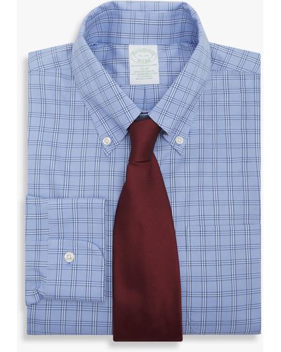 Brooks Brothers Camisa De Vestir Corte Regent Regular De Algodón Supima Non-iron Button Down Pinpoint Oxford - Azul