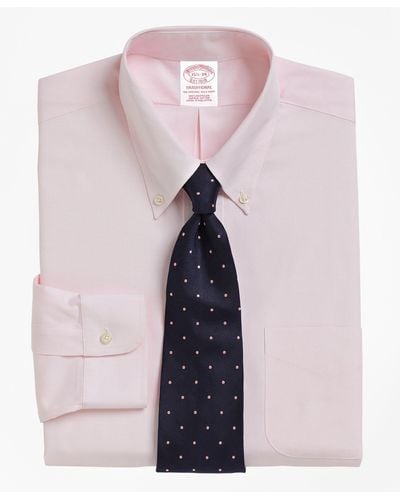Brooks Brothers Madison Relaxed-fit Dress Shirt, Button-down Collar - Pink