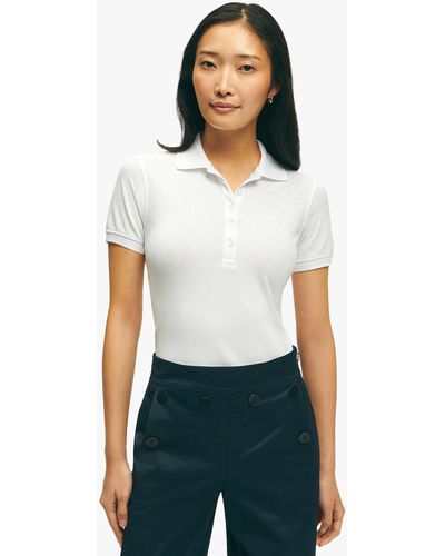 Brooks Brothers Polo Piquet In Cotone Stretch Supima - Bianco