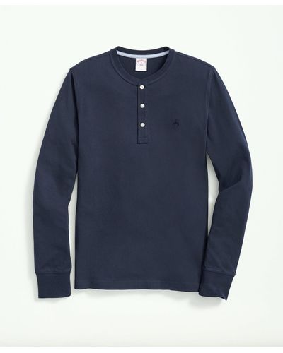 Brooks Brothers Cotton Henley Long-sleeve T-shirt - Blue