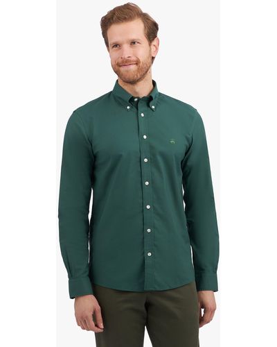 Brooks Brothers Green Slim-fit Non-iron Stretch Cotton Shirt With Button-down Collar - Verde