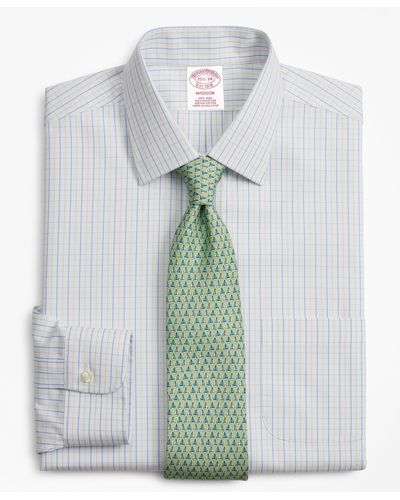 Brooks Brothers Madison Relaxed-fit Dress Shirt, Non-iron Grid Check - Green