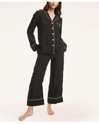 Brooks Brothers Soft Clip Dot Pajama Set - Black