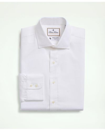 Brooks Brothers X Thomas Mason Cotton Pinpoint Oxford English Collar Dress Shirt - White