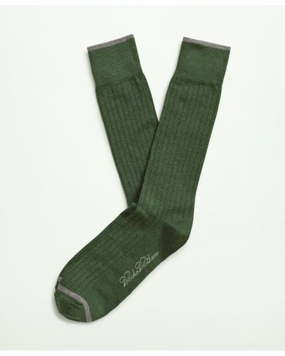 Brooks Brothers Solid Crew Socks - Green