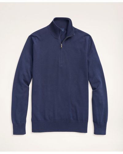 Brooks Brothers Big & Tall Supima Cotton Half-zip Sweater - Blue