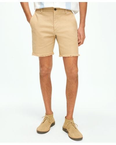 Brooks Brothers 7" Cotton Canvas Cut-off Shorts - Natural