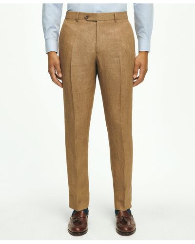Brooks Brothers Classic Fit Linen Pants - Natural
