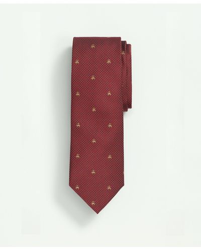 Brooks Brothers Silk Tie Fleece Mini Square Pattern Tie - Red