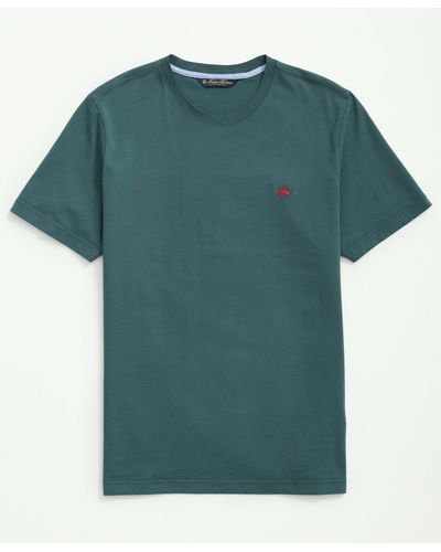 Brooks Brothers Washed Supima Cotton Logo Crewneck T-shirt - Green