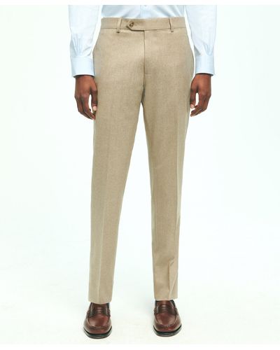 Brooks Brothers Slim Fit Wool Flannel Dress Pants - Natural
