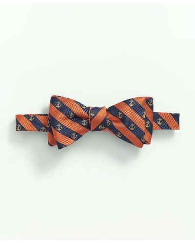 Brooks Brothers Silk Anchor Striped Bow Tie - White